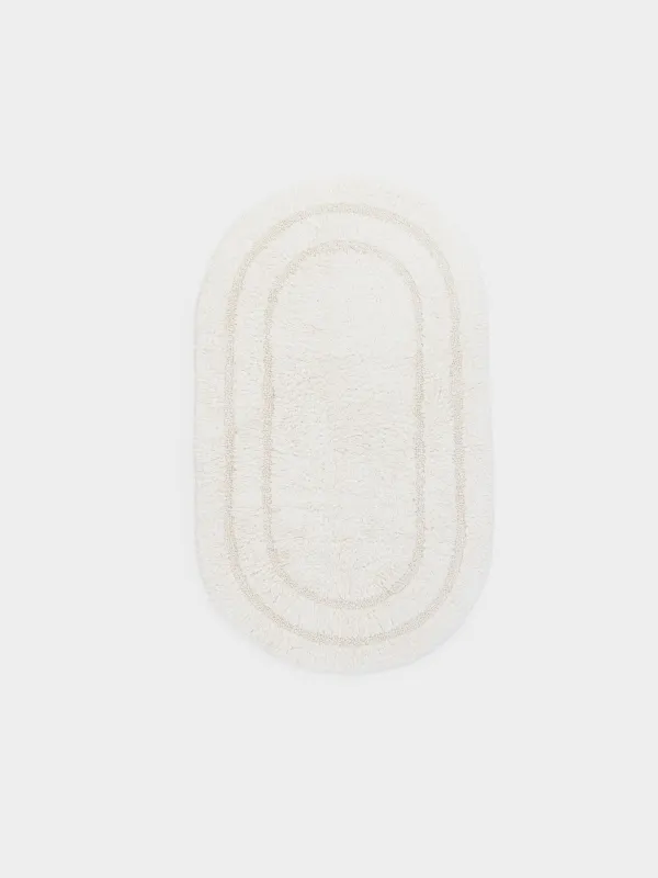 Коврик, 60x100 см, овальный, хлопок, молочный, Metric, image-0