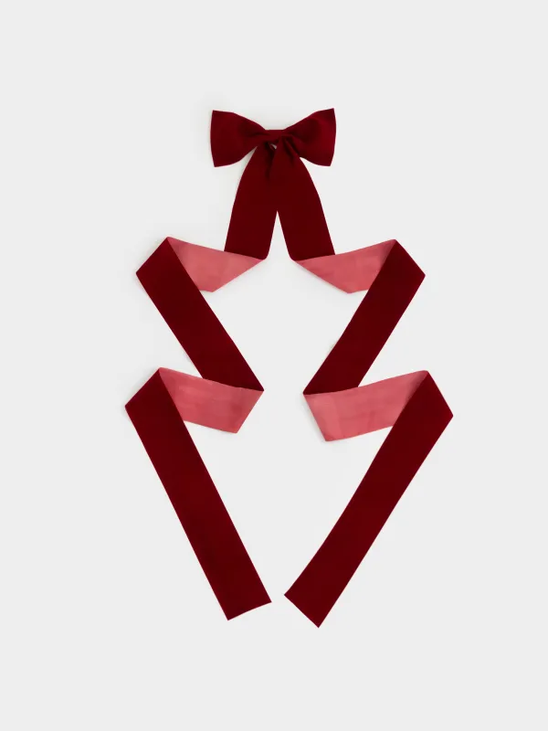 Украшение декоративное, 55x200 см, полиэстер, красное, Бант, Bow velvet, image-0