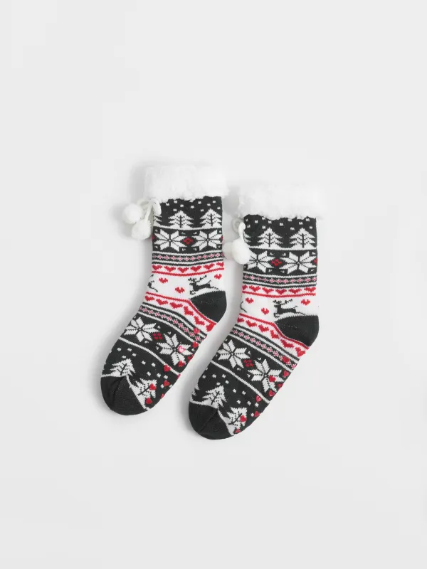 Носки женские, с помпонами, Hot winter, image-0