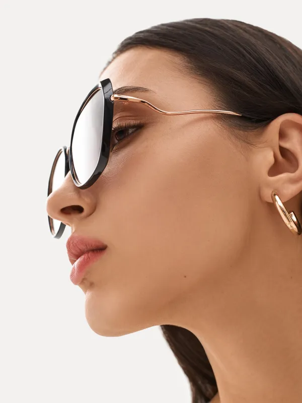 Очки солнцезащитные, пластик/металл, черные, Гранды, Geometric, image-4