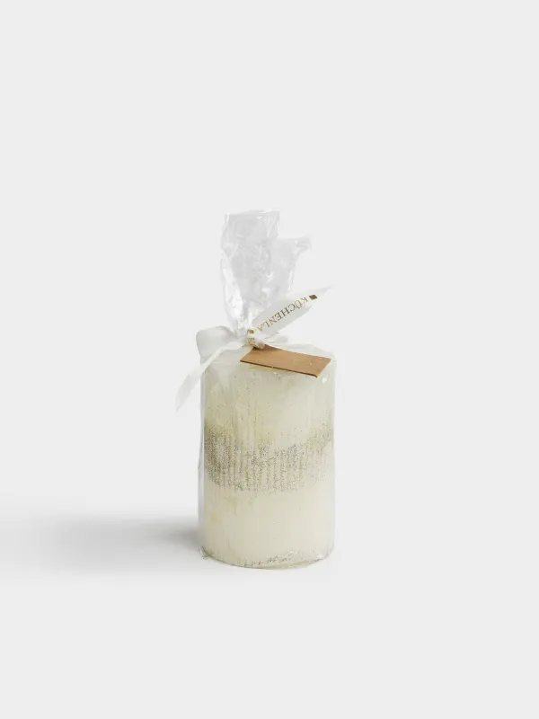 Свеча, 7x10 см, цилиндрическая, с блестками, Ribbed candle, image-2