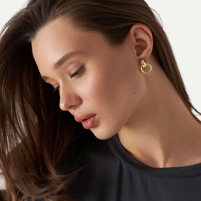 Серьги-пусеты, 2 см, 2 шт, металл, золотистые, Jewelry