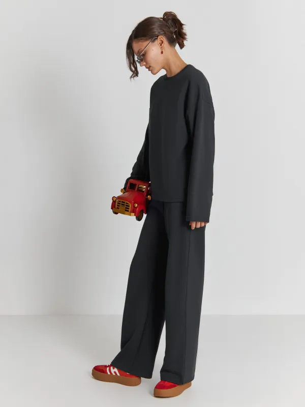 Свитшот женский, домашний, полиэстер/хлопок, черный, Courtney, image-3