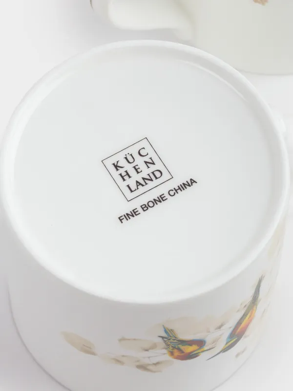 Кружка, 380 мл, 2 шт, фарфор F, с золотистым кантом, Радужные щурки и щеглы, Paradise bird, image-4