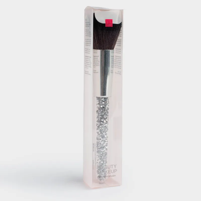 Кисть для пудры, 16 см, искусственный ворс/пластик, серебристая, Beauty makeup, image-4