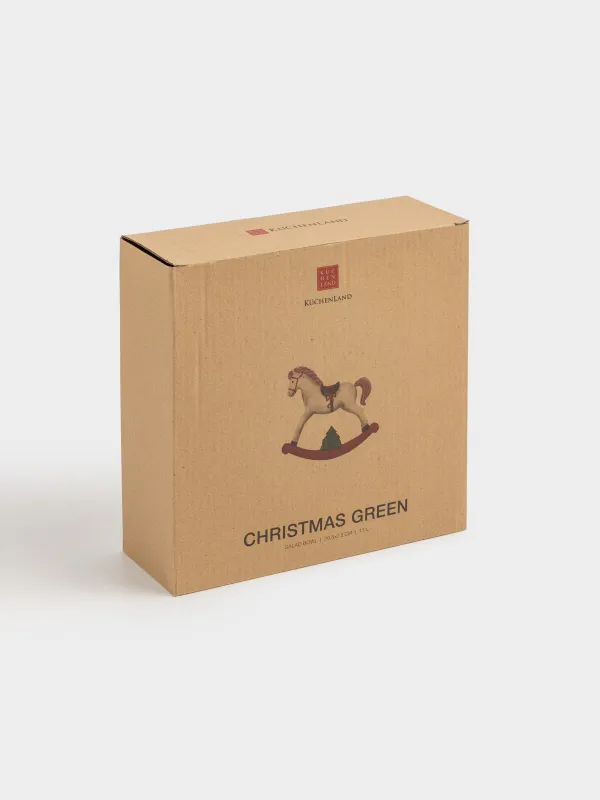 Салатник, 21х8 см, 1 л, керамика, Лошадка с елкой, Сhristmas green, image-4