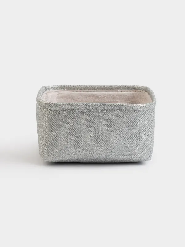 Корзина для хранения, 20x15x10 см, полиэстер, прямоугольная, серебристая, Ideally, image-0