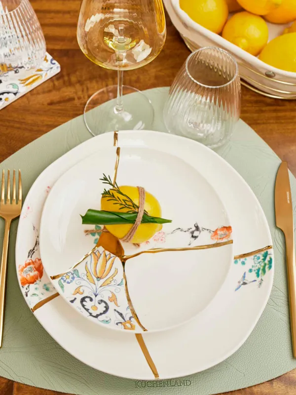 Тарелка закусочная, 21 см, фарфор N, бело-золотистая, Кинцуги, Revival, image-6