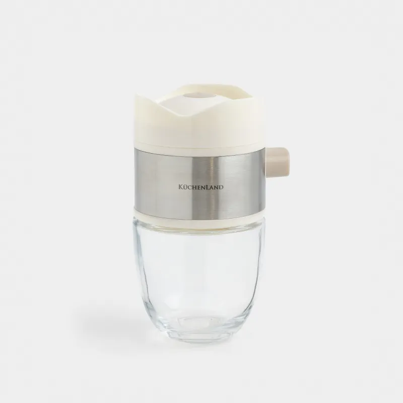 Емкость для соли или перца, 12 см, с кнопкой, стекло/пластик, молочная, Milk kitchen