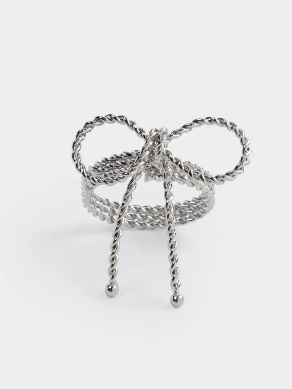 Кольцо для салфеток, 7 см, металл, серебристое, Бант, Bow silver, image-1