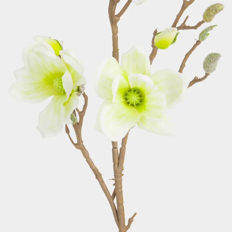 Ветка декоративная, 87 см, пластик/металл, Зеленая магнолия, Magnolia, image-2