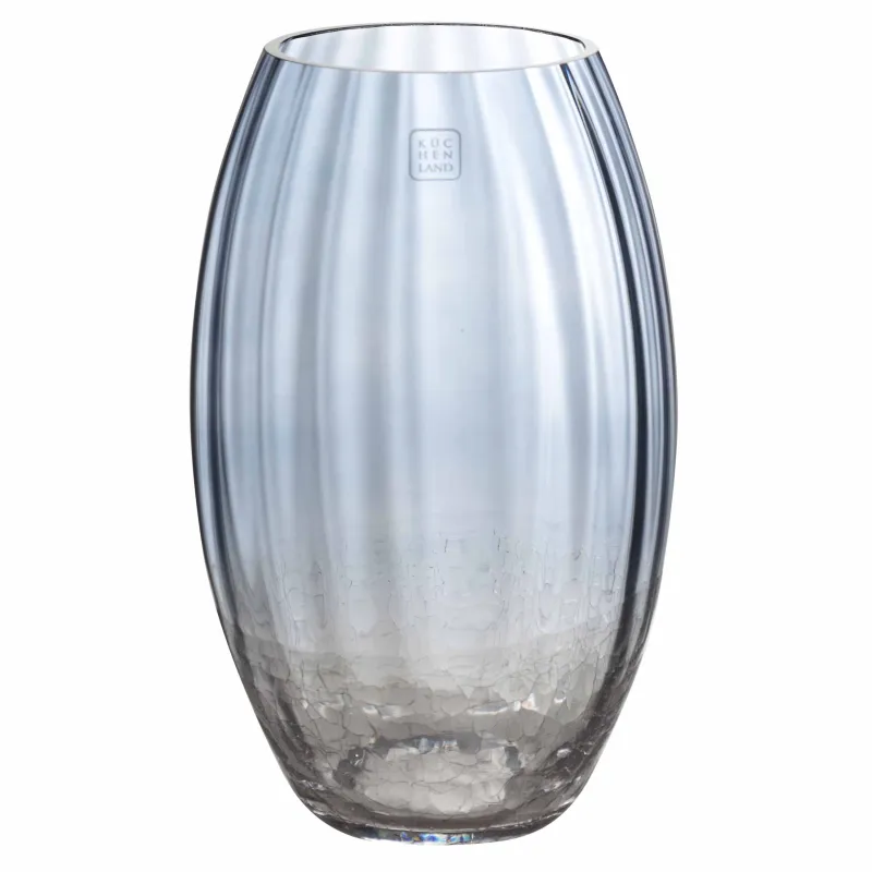 Ваза для цветов, 24 см, стекло, синий градиент, Кракелюр, Ice