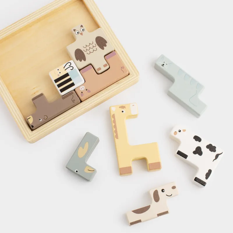 Игрушка-сортер, 13х14 см, развивающая, МДФ, цветная, Пазлы-головоломка, Kiddy, image-5