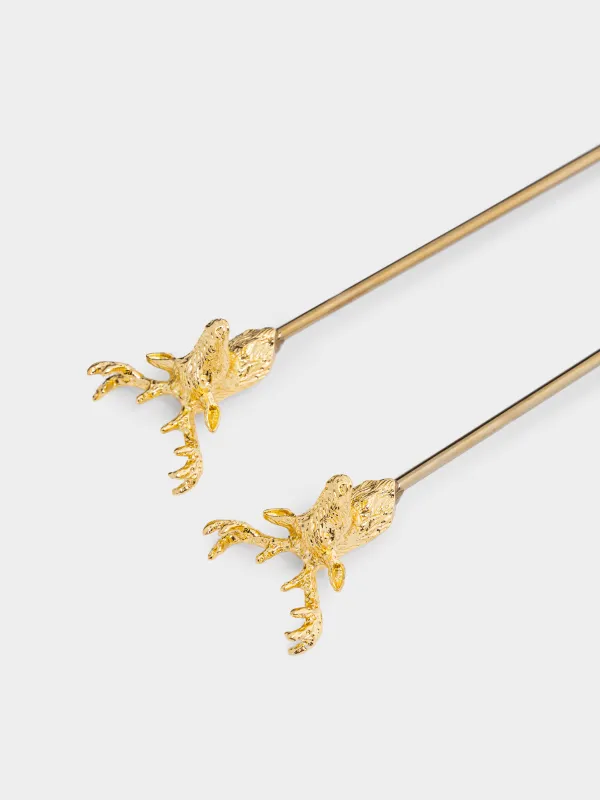 Ложка десертная, 20 см, 2 шт, Голова оленя, Deer gold, image-2