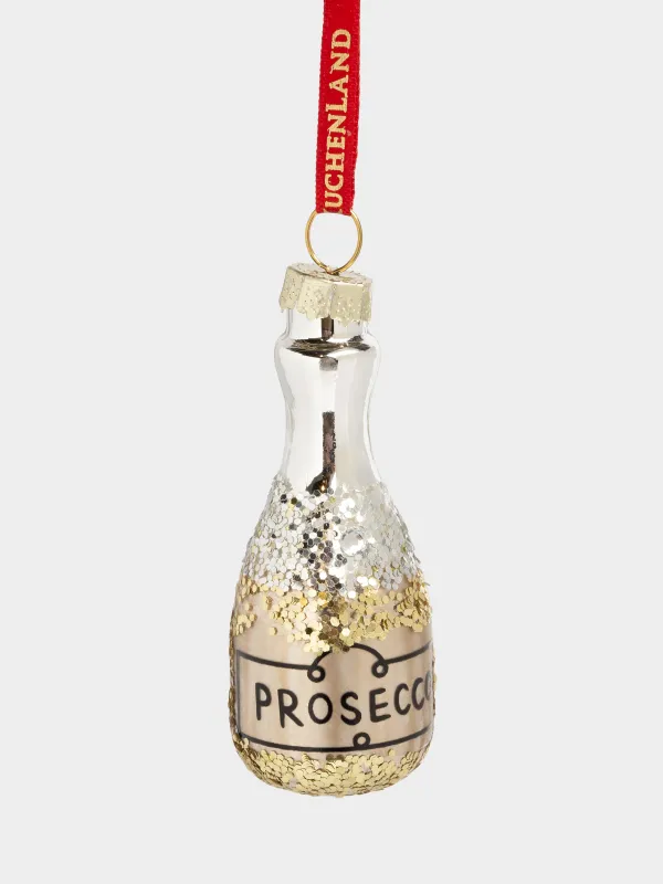 Игрушка елочная, 7 см, стекло, с блестками, золотисто-серебристая, Просекко, Figure sparkle, image-0