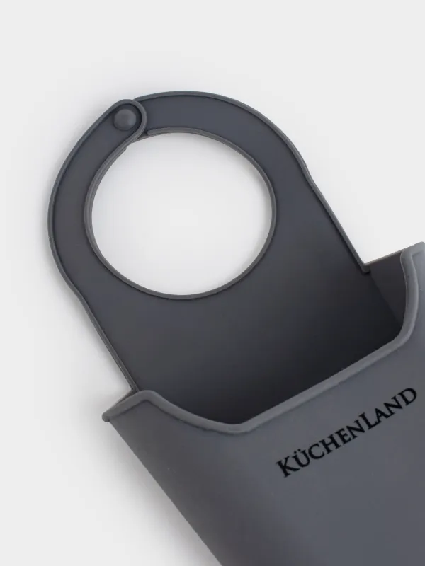 Держатель для кухонной губки, 10х11/20 см, подвесной, с губкой, резина, серый, Keeping, image-4