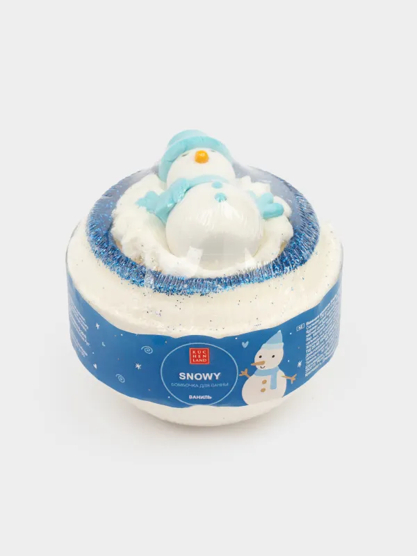 Бомбочка для ванны, 130 гр, с игрушкой, белая, Ваниль, Снеговик, Snowy, image-4