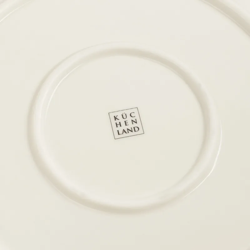 Тарелка обеденная, 27 см, фарфор P, молочная, с золотистым кантом, Серые цветы, Florals, image-5