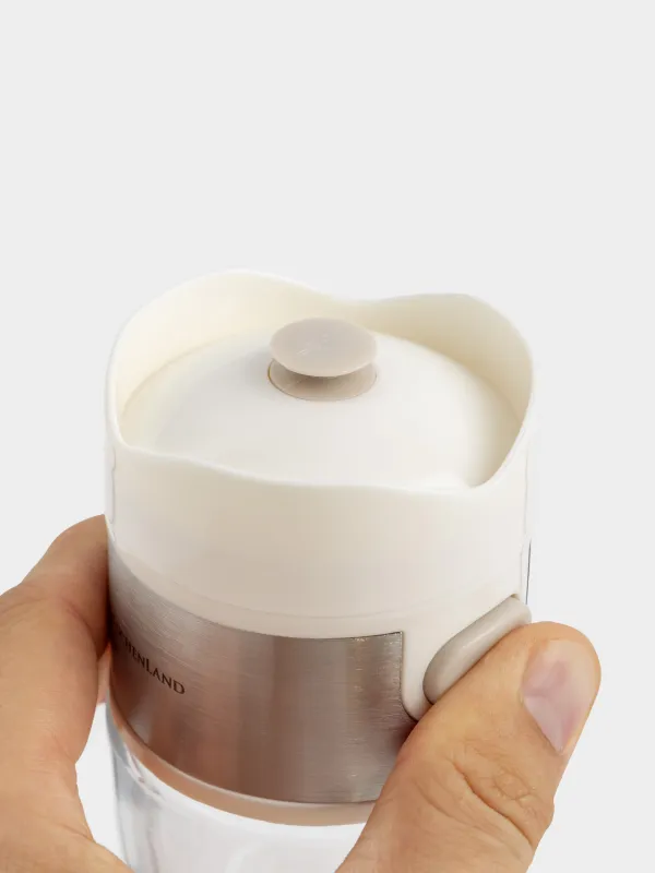 Емкость для соли или перца, 12 см, с кнопкой, стекло/пластик, молочная, Milk kitchen, image-3