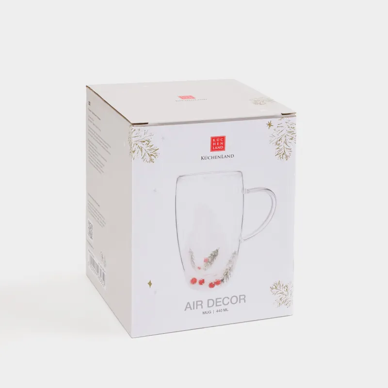 Кружка, 440 мл, стекло Б, с еловыми ветками и ягодами внутри, Air decor, image-3
