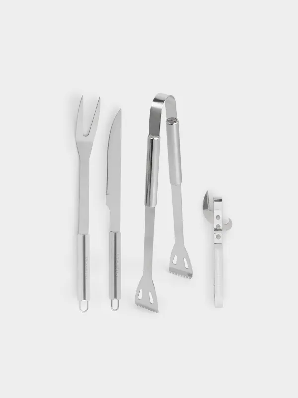 Набор для барбекю, 4 пр, в кожаном чехле, сталь/экокожа, BBQ, image-0