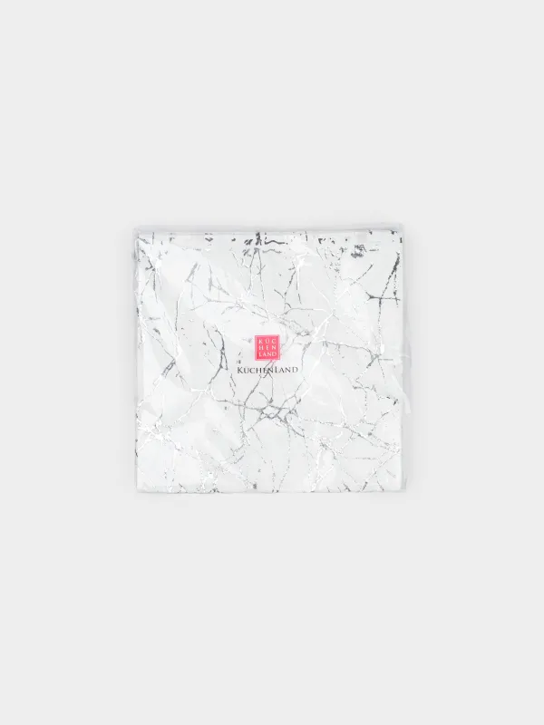Салфетки бумажные, 33х33 см, 20 шт, квадратные, белые, Серебристый мрамор, Maniera, image-3
