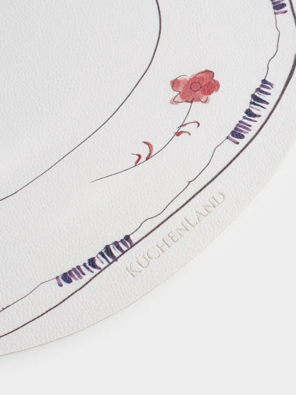 Салфетка под приборы, 32x44 см, ПВХ, фигурная, белая, Цветы, Rock print, image-2