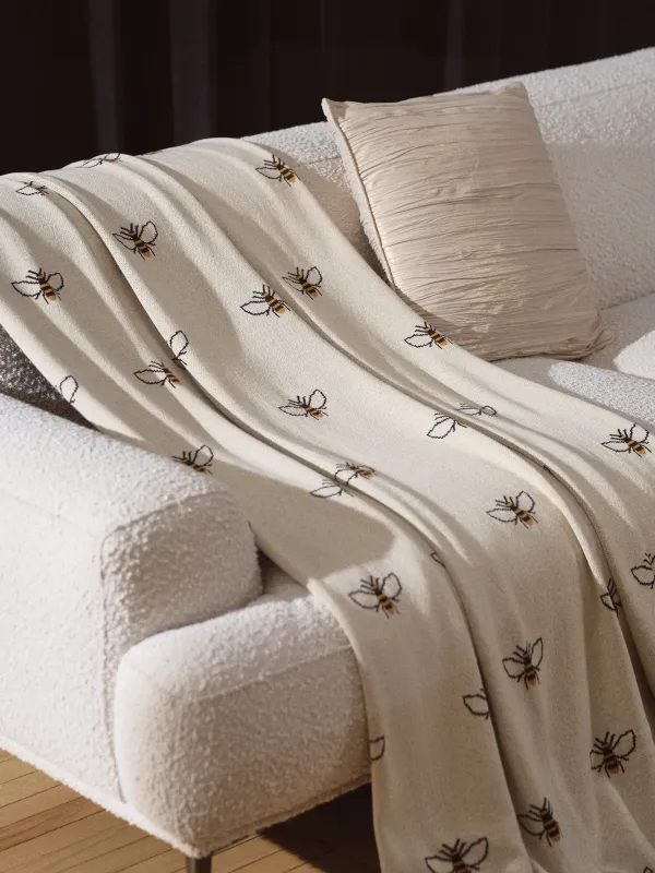 Плед, 130х170 см, хлопок, бежевый, Пчелы, Honey, image-4