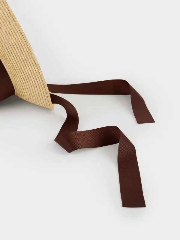 Шляпа, 57 см, единый размер, с лентой, целлюлоза/полиэстер, песочная, Banjo, image-2