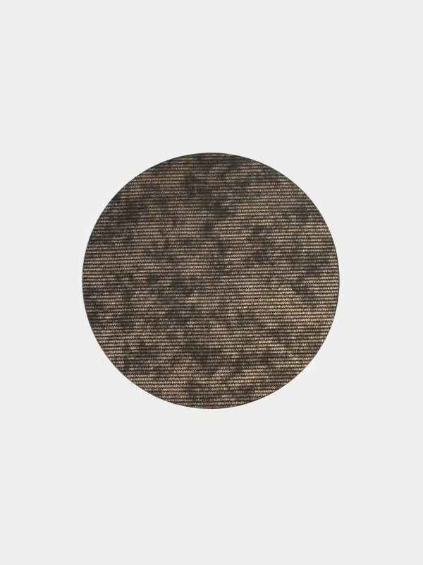 Салфетка под приборы, 38 см, ПВХ/полиэстер, круглая, черно-золотистая, Rock, image-0