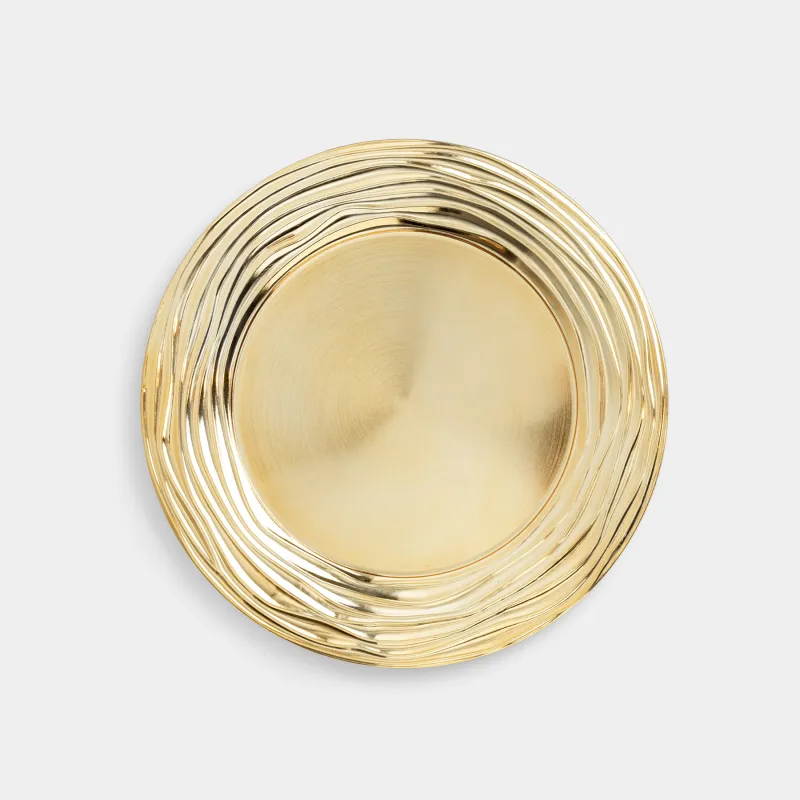 Тарелка подстановочная, 33 см, пластик, золотистая, Волны, Plastic wave