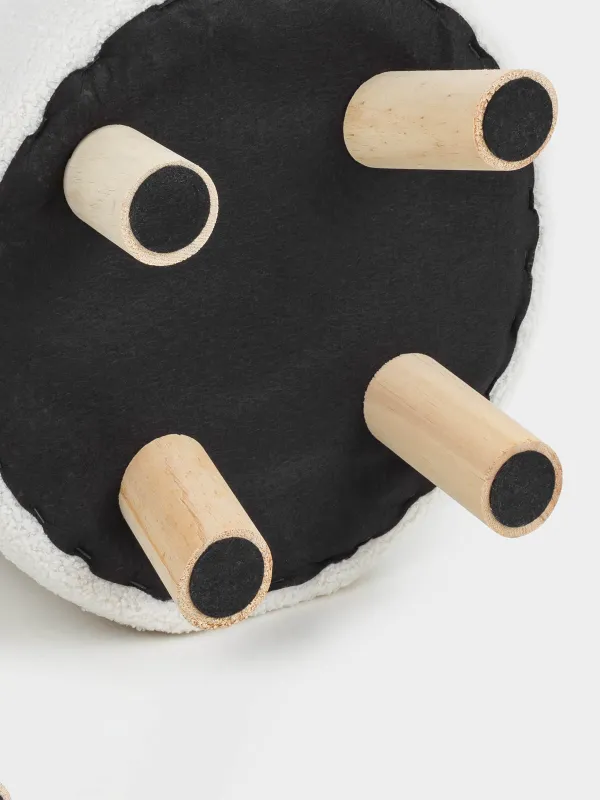 Пуфик-домик для животных, 33х40 см, на ножках, букле/дерево, молочный, Boucle, image-2