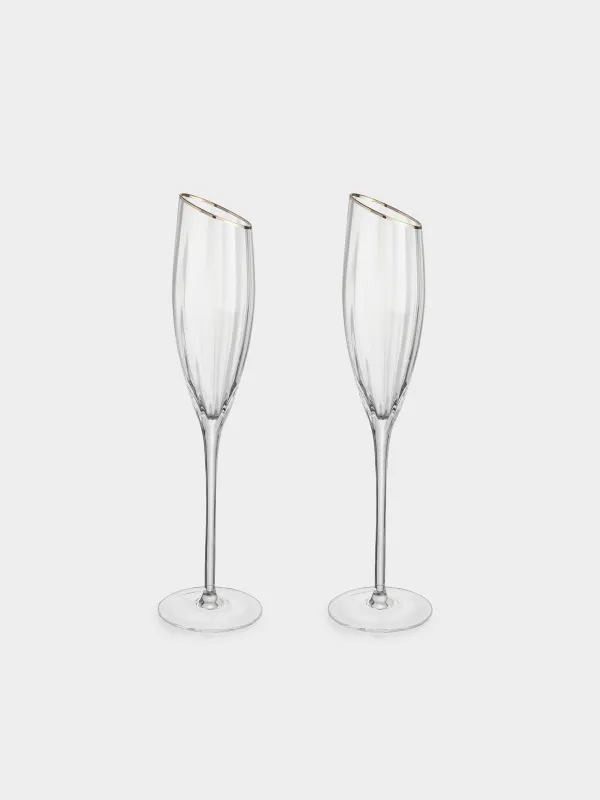 Бокал для шампанского, 2 шт, с золотистым кантом, Charm R gold, image-0