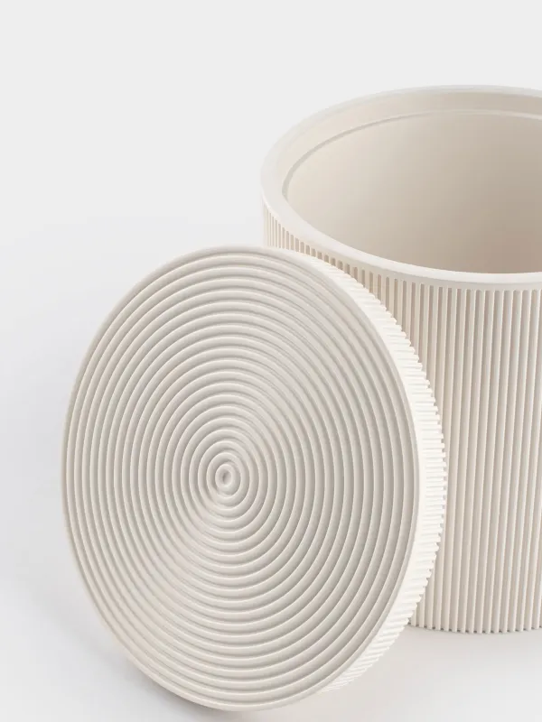 Шкатулка для ванной, 10 см, полирезин, молочная, White stripes, image-3