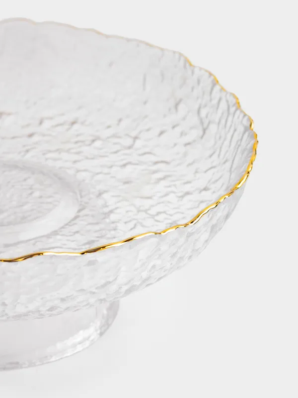 Ваза для фруктов, 20х8 см, на ножке, стекло, с золотистым кантом, Nautilus gold, image-2