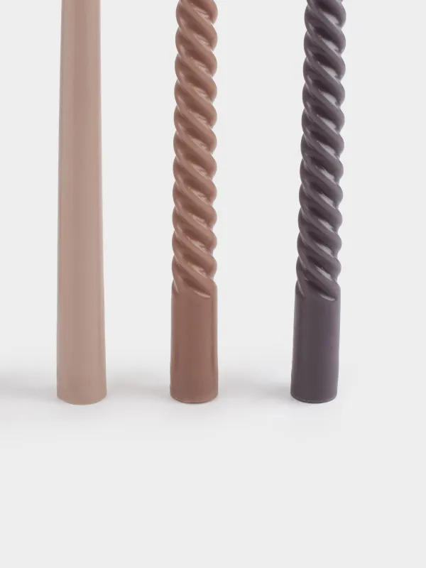 Свеча, 26 см, 4 шт, тонкая, коричневый микс, Спираль, Spiral shape, image-2