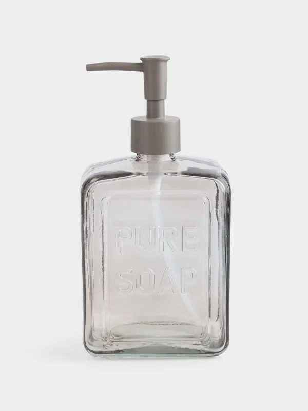 Диспенсер для жидкого мыла, 570 мл, стекло/пластик, серо-коричневый, Pure soap, Title color, image-0