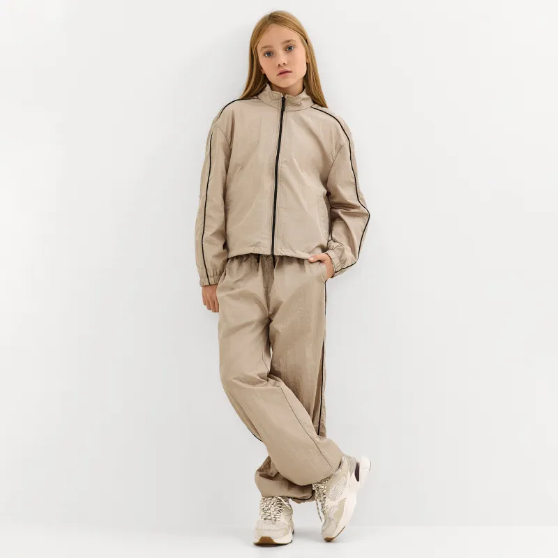 Брюки детские, р. 122 см, для девочек, полиамид/полиэстер, бежевые, Alba