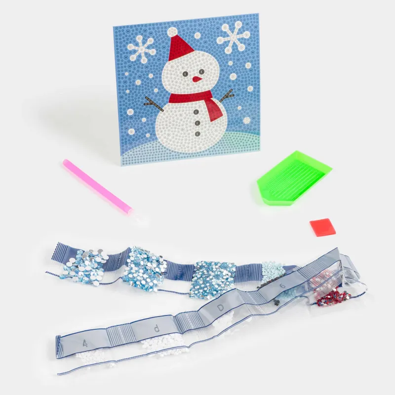 Набор для творчества, 15x15 см, рукоделие, стразы, Снеговик, Creative shiny, image-0