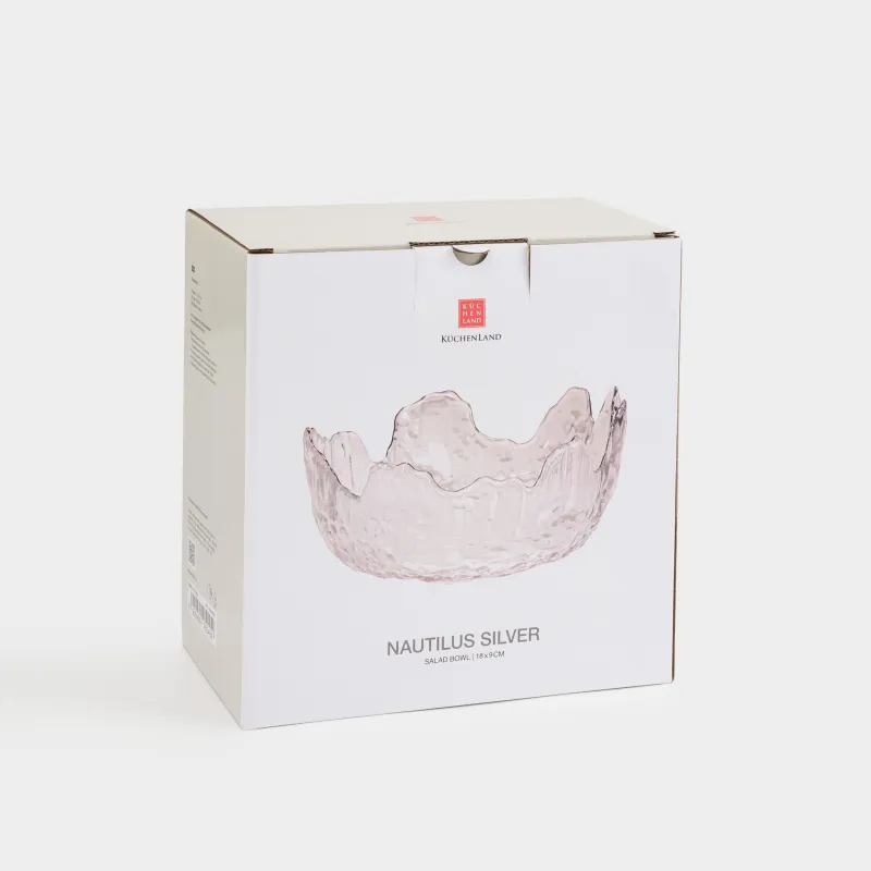 Салатник, 18х7 см, 700 мл, стекло, с серебристым кантом, Nautilus silver, image-3