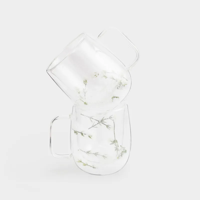 Кружка, 420 мл, 2 шт, стекло Б, с заснеженными ветками внутри, Air decor, image-1