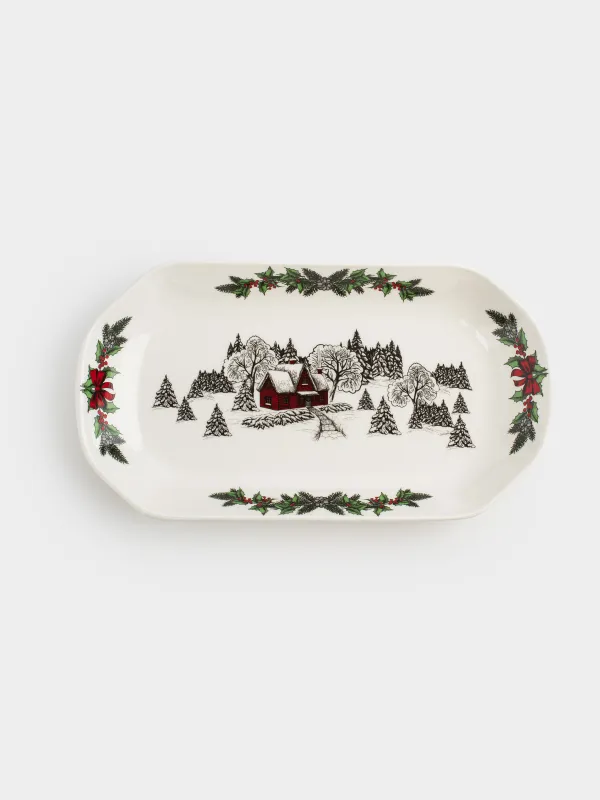 Блюдо, 31х17 см, фарфор N, белое, Дом в лесу, Forest house, image-1