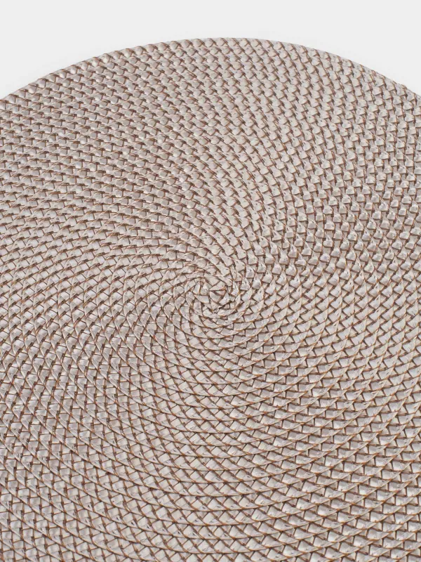 Салфетка под приборы, 38 см, полипропилен/ПЭТ, круглая, песочная, Circle Braid, image-3