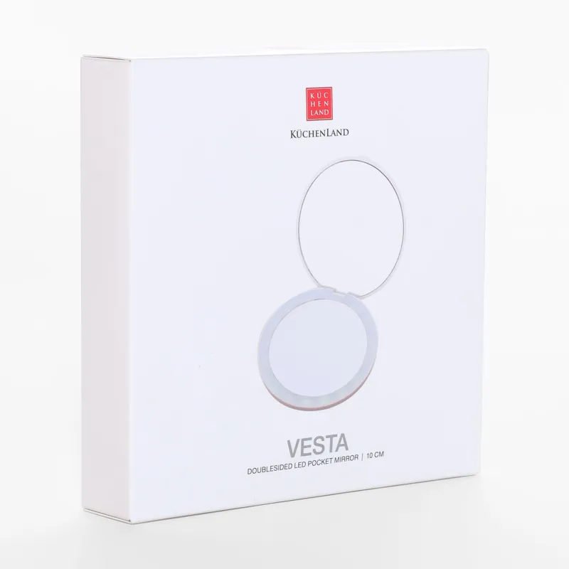Зеркало карманное, двустороннее, с подсветкой, Vesta, image-3