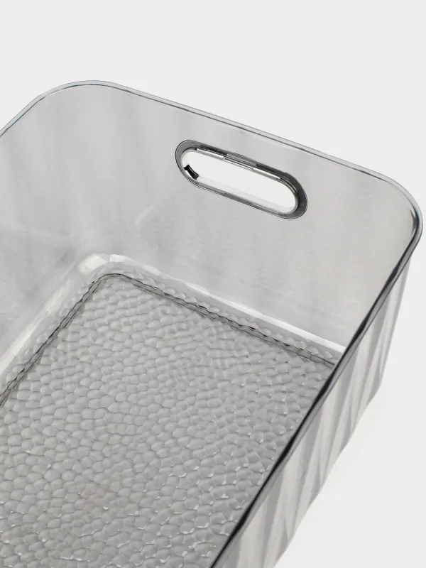 Ящик-органайзер, 30х21х13 см, с ручками, пластик, серый, Renaissance clear, image-5