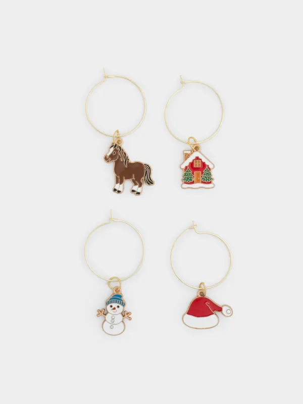 Подвеска для бокала, 4 шт, металл/стразы, Новогодние атрибуты, Christmas time, image-0