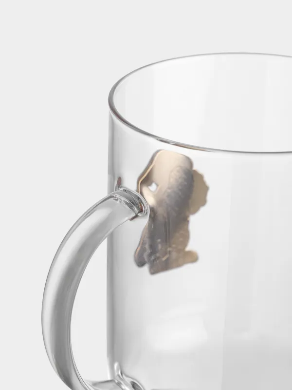 Кружка, 450 мл, стекло Б/металл, Кролик с цветами, Lux elements, image-4