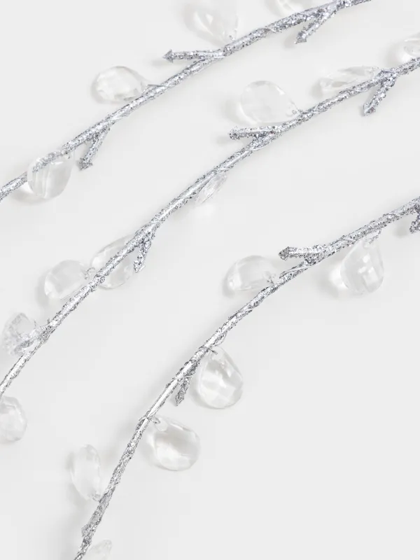 Ветка-гирлянда декоративная, 1,2 м, акрил/металл, серебристая, Кристаллы, Crystal decor, image-3