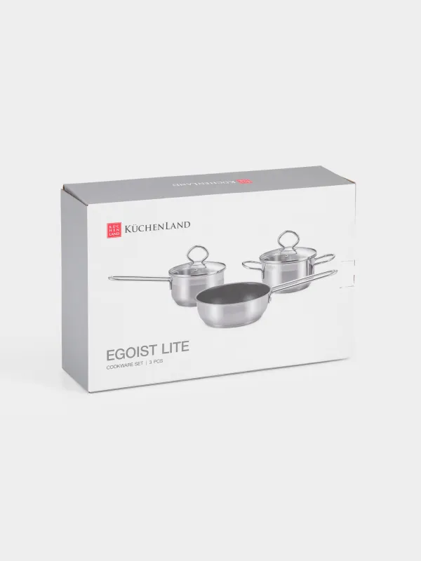 Набор посуды, 3 пр, сталь/стекло, Egoist lite, image-8