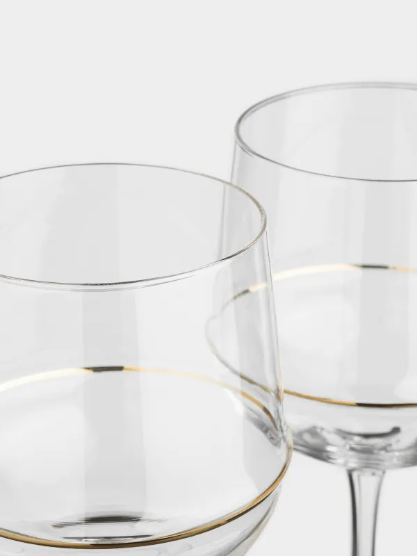 Бокал для вина, 520 мл, 2 шт, кристальное стекло, Золотистое кольцо, Rivello, image-6